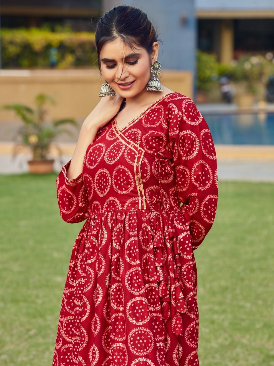 Blue Hills Angrakha Fancy Ethnic Wear Rayon Printed Designer Anarkali Kurti Collection